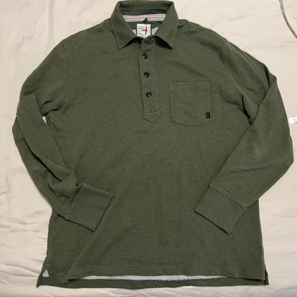Relwen Green Long Sleeve Polo Shirt L
